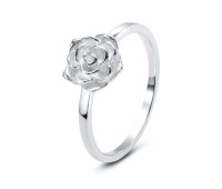 Delicate Rose Flower Silver Ring NSR-3187